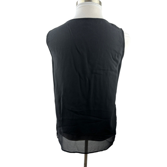 Eileen Fisher 100% Silk Round Neck Tunic Tank Large Sleeveless Top Sheer Hem - Picture 5 of 8